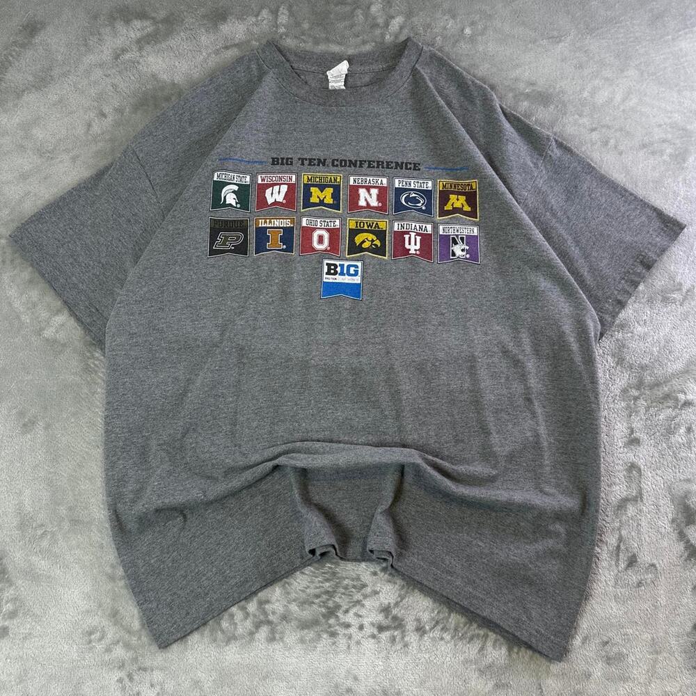 Vintage 90s Big Ten Conference T Shirt Gray NCAA College Graphic XL